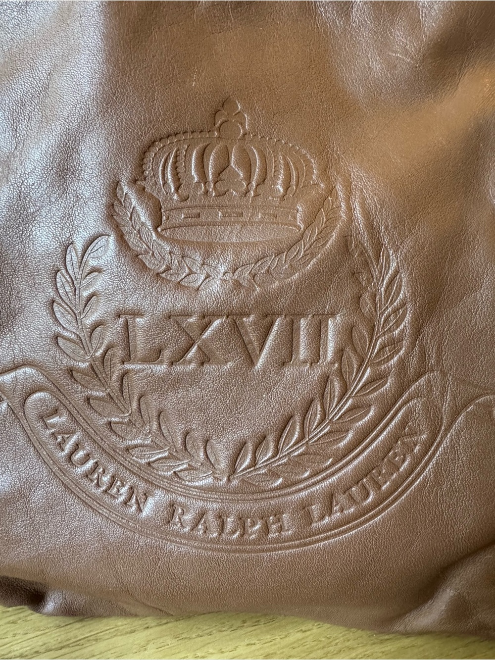 Lauren Ralph Lauren Brown Leather Crest Satchel Shoulder Bag Gold Hardware - Picture 3 of 12